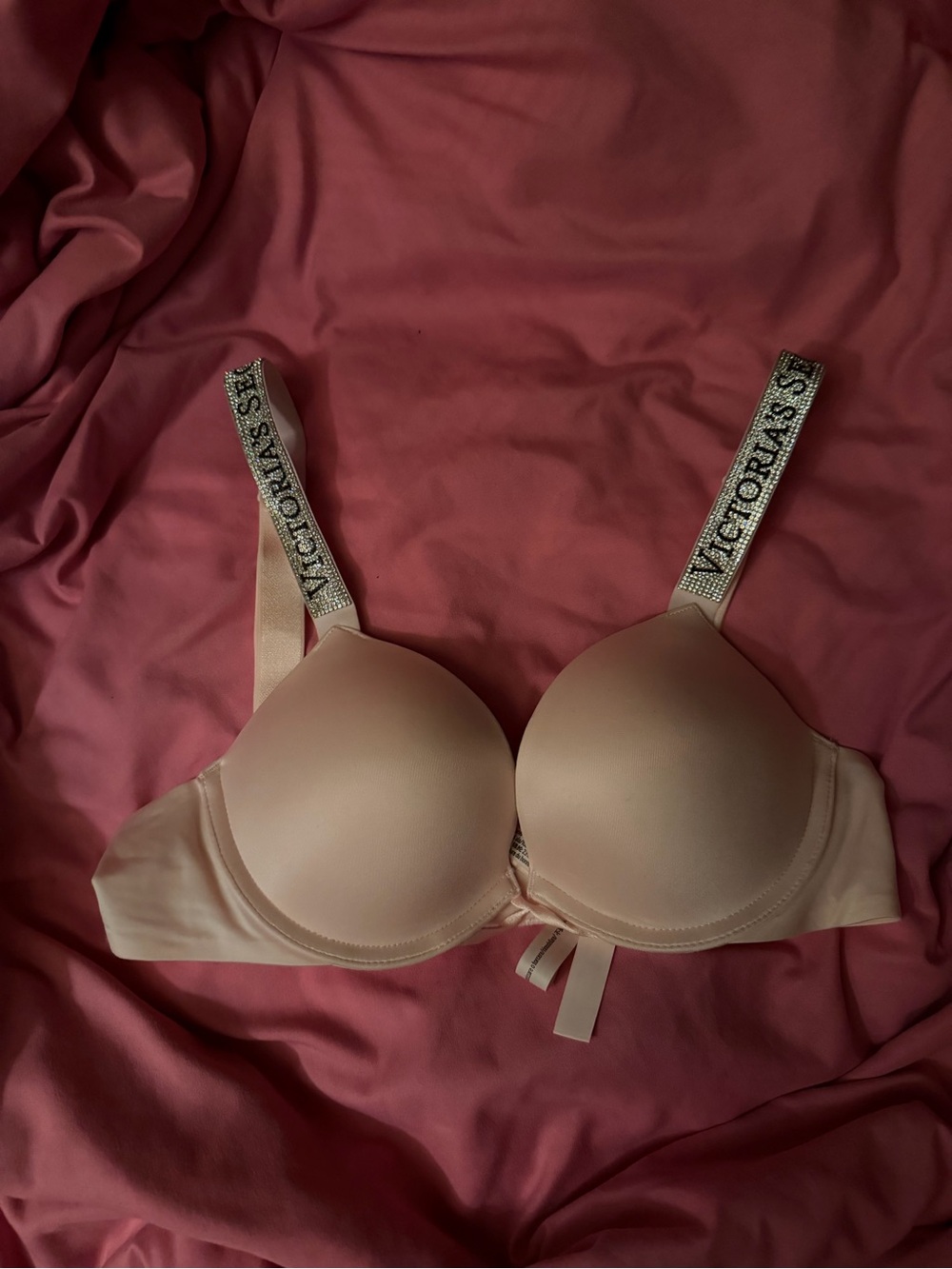 Victoria's Secret Blush Padded T-Shirt Bra with Logo Straps